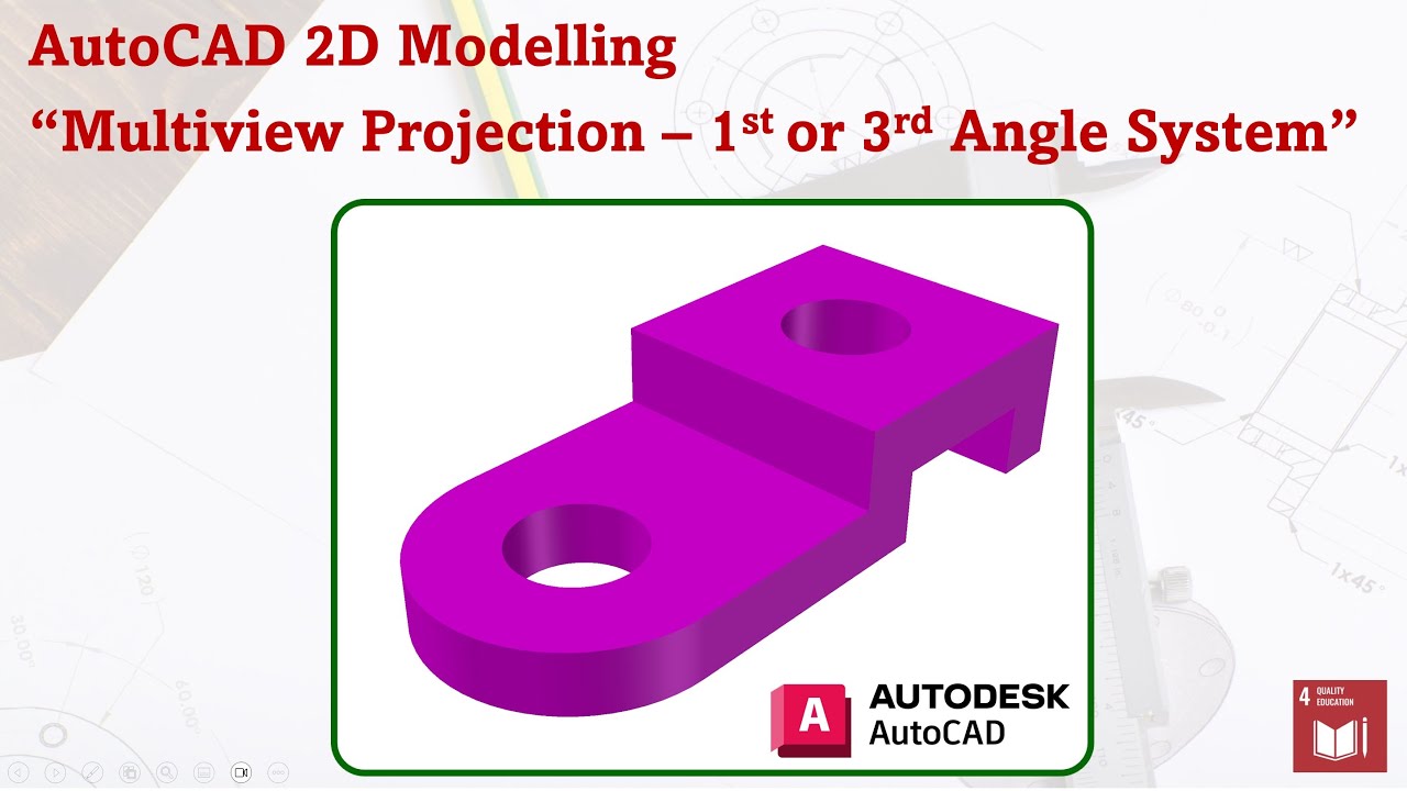 AutoCAD 2D Modelling - Multiview Projection (3rd Angle Projection)