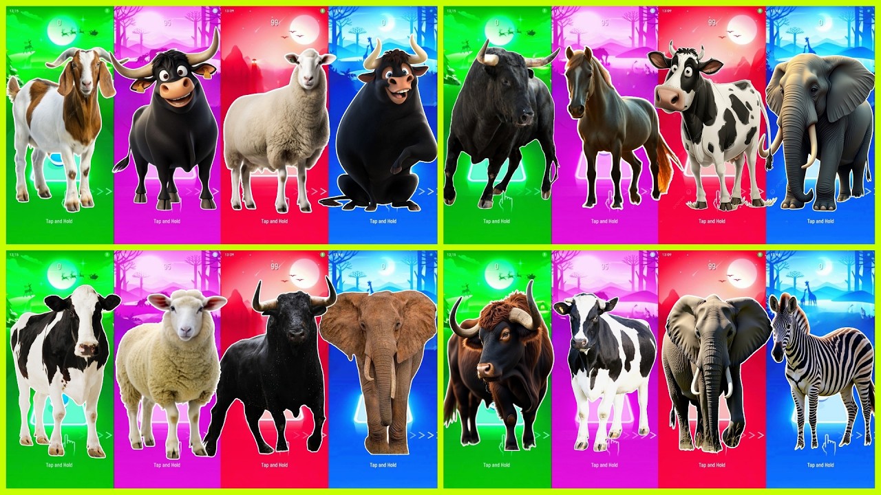 Funny Ferdinand 🆚 Funny Rhino 🆚 Funny Sheep  🆚 Funny Wolf 🆚 Tiles Hop EDM Rush