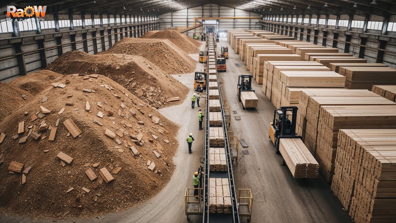 How Millions of Particle Boards Are Made from Recycled Wood Scraps | Inside Massive Production Lines