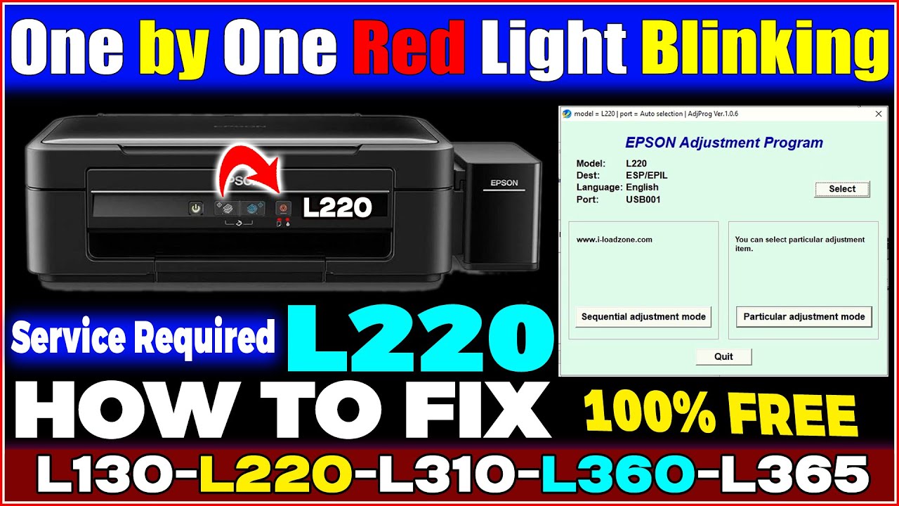 Epson l220 red light blinking solution Epson l220 service required solution