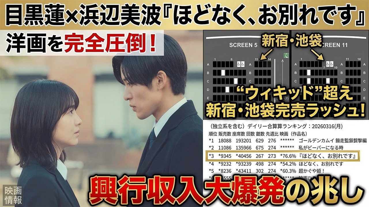 【衝撃暴露】目黒蓮×浜辺美波『ほどなく、お別れです』が洋画を完全圧倒！新宿・池袋完売ラッシュで“ウィキッド”超え異常事態勃発！ファン絶叫＆興行収入大爆発の兆しを舞台裏から徹底追跡 - 9SnowTV