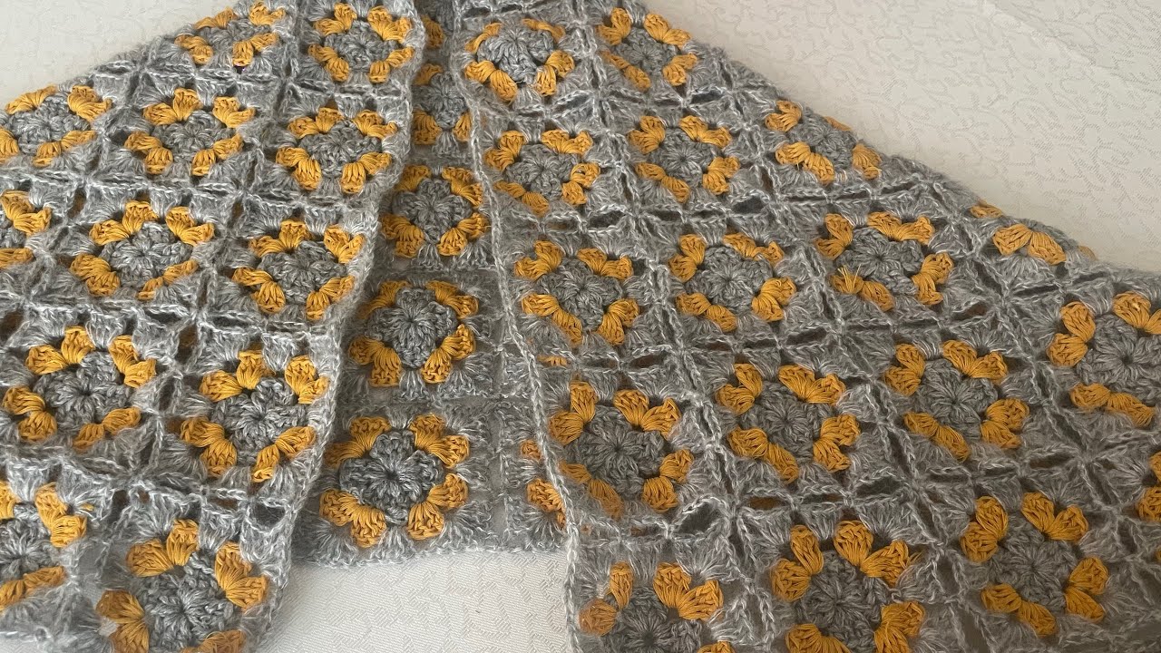 Motifli yelek modeli ip koparmadan motif birleştirme #crochet