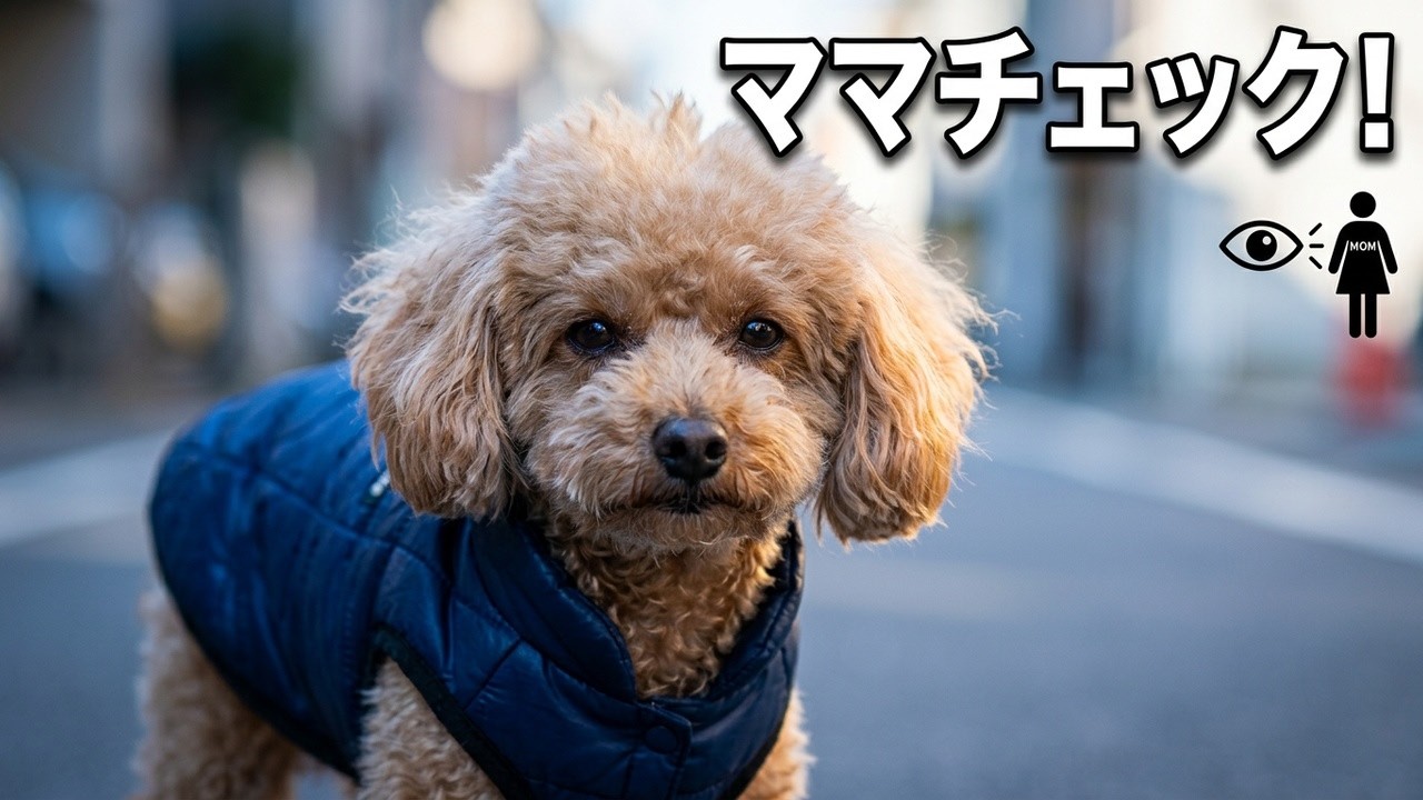 監視担当ソレイユに🫡ひたすらママチェック　(小さなおじいちゃん犬ソレイユ)