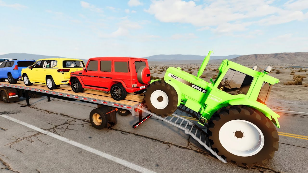 Flatbed Truck Mcqueen | Transportation with Truck - Pothole vs Car #6 BeamNG.Drive