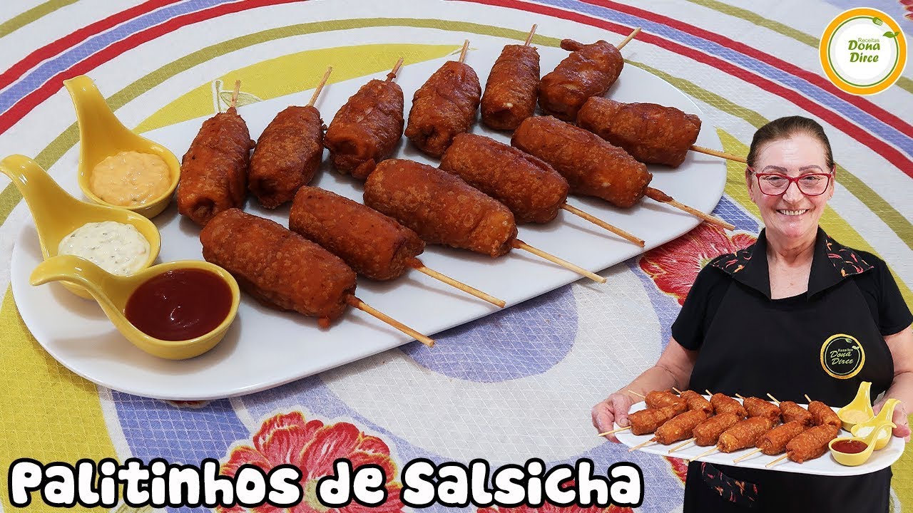 Palitinhos de Salsicha com Queijo e Bacon | Palitos Salsiqueijo | Petisco para Festas #444