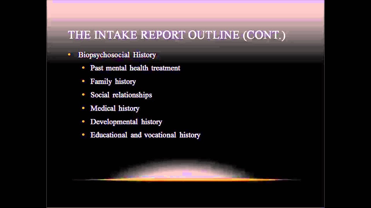 Counseling Intake Report Writing