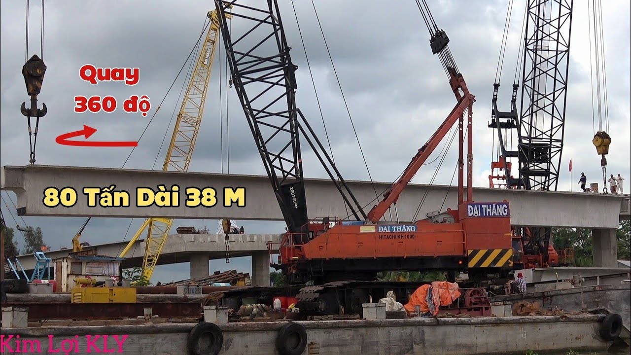 Lắp Dầm Cầu Nặng 80 Tấn Trên Đường Cao Tốc.CHÂU ĐỐC,SÓC TRĂNG.