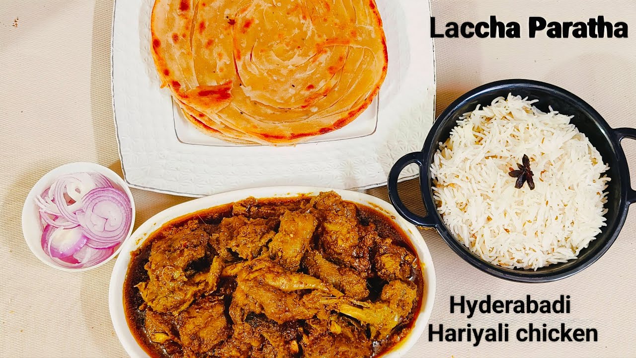 Hyderabadi Hariyali Chicken Curry & Laccha Paratha | Green Chicken Recipe | Best non veg Thali Ever|