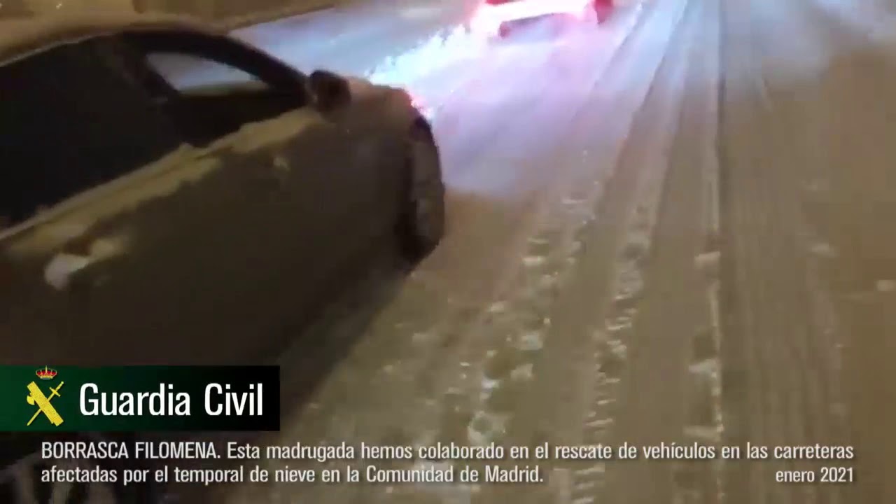 Borrasca Filomena. Rescate de vehículos en las carreteras de Madrid
