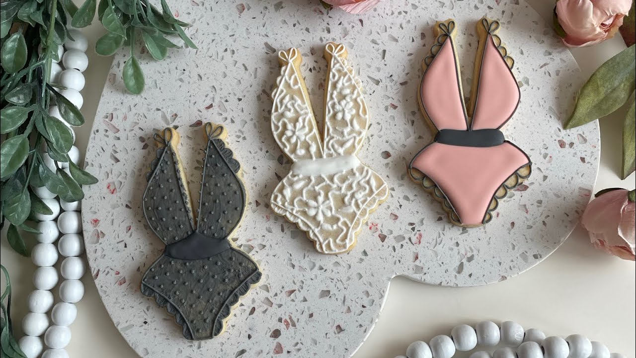 Vintage inspired lingerie cookies 3 ways | Valentine Cookie Decorating