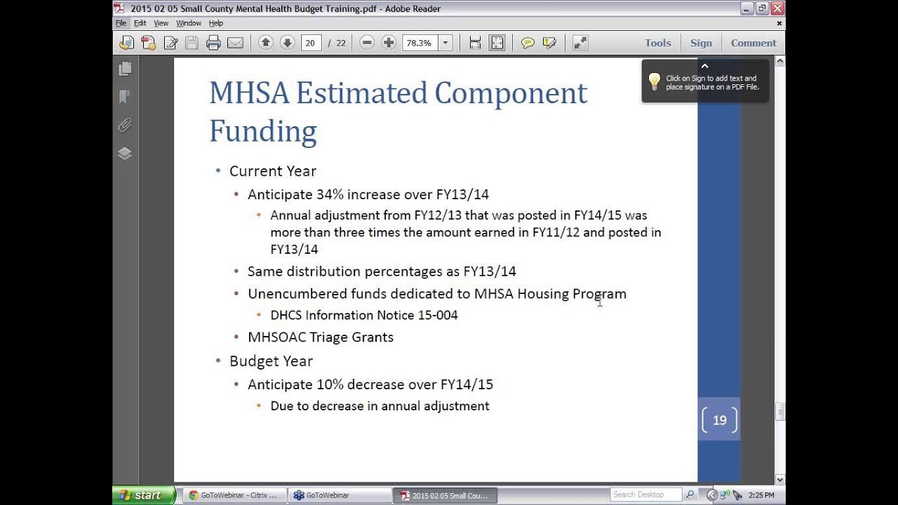 Small County Mental Health Budget Training - February 5, 2015