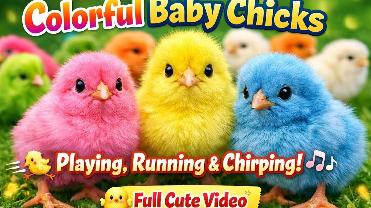 Colorful Baby Chicks Playing, Running & Chirping 🐥 | Full Cute Video⭐⭐⭐