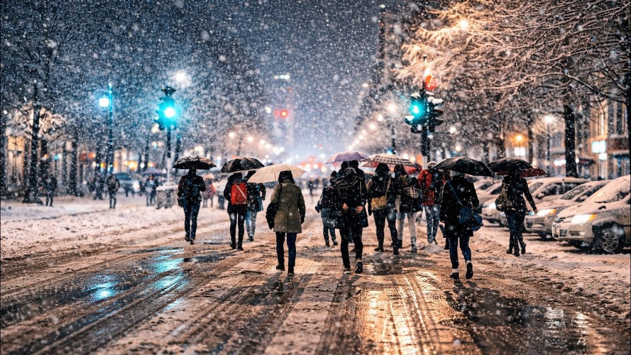 ❄️What does a snowy night in the heart of Montreal really look like?no editing or filters?