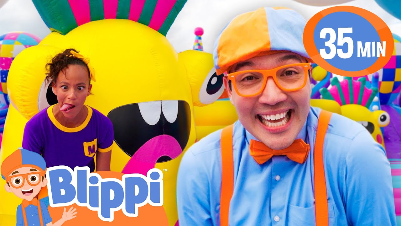 Blippi and Meekah's Awesome Ocean Bouncy Castle! | BEST OF BLIPPI TOYS | Educational Videos for Kids