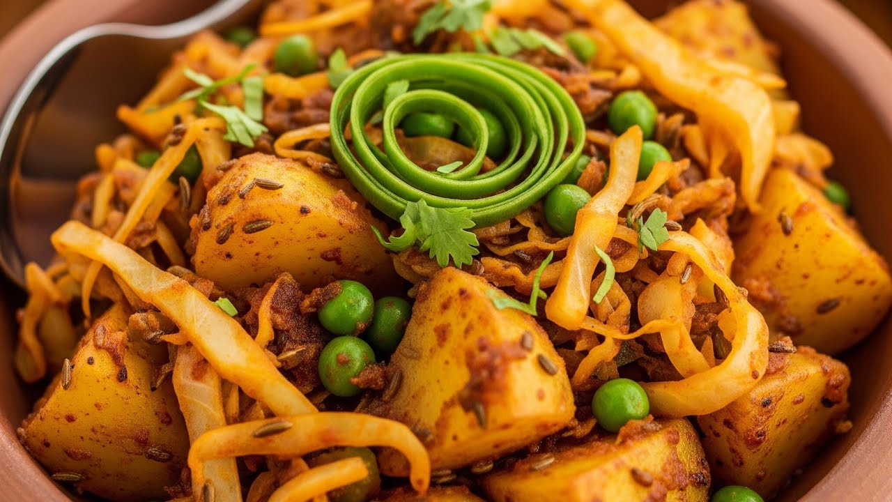 Aloo matar Patta gobhi ki delicious sabji  😋#cookingfood #shortvideo 