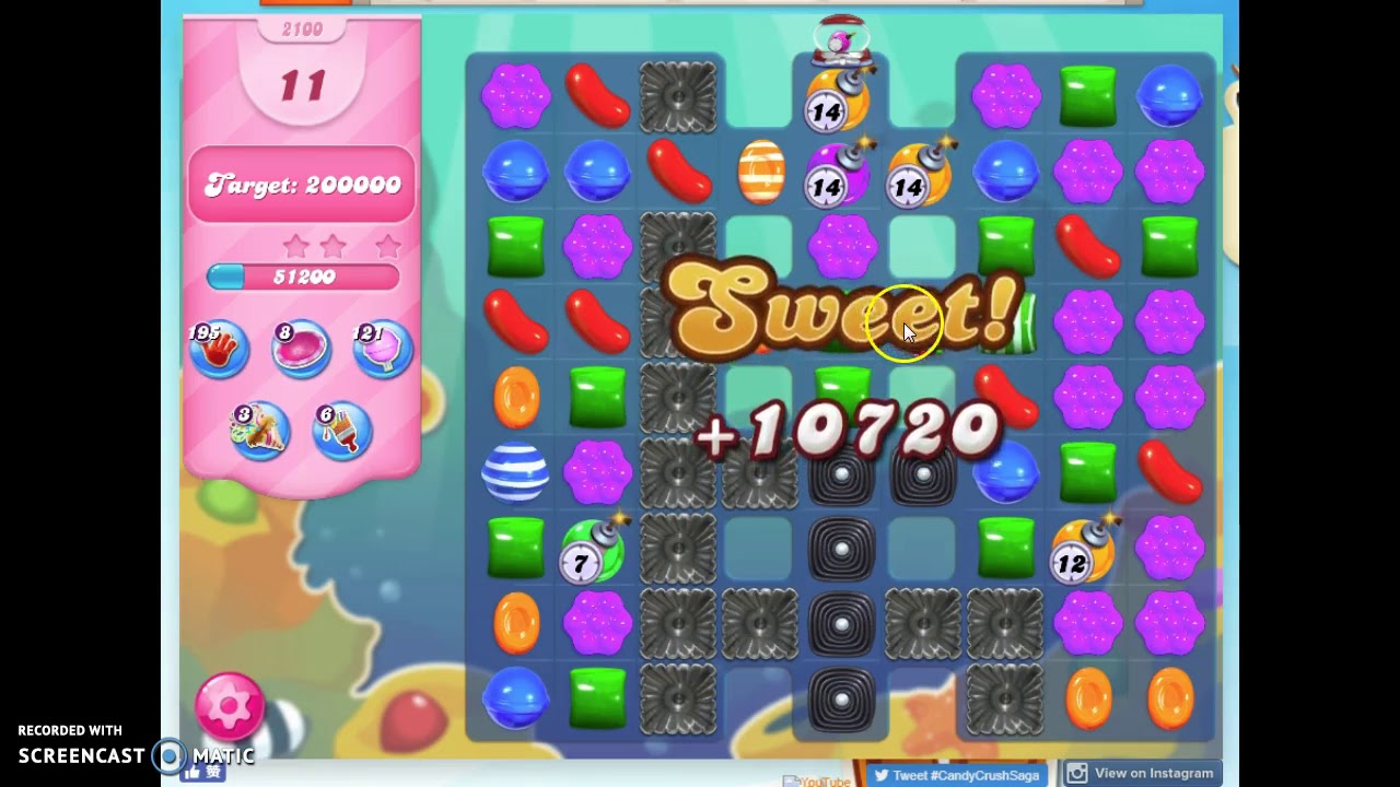 Candy Crush Level 2100 Audio Talkthrough, 3 Stars 0 Boosters