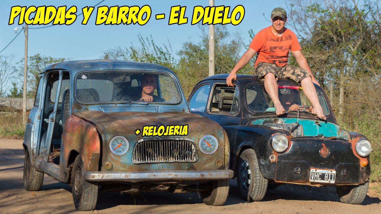 Tiradas entre FIAT 600 y el RENAULT 4L + DESAFIO EN EL BARRO y Relojería - Radialero Team
