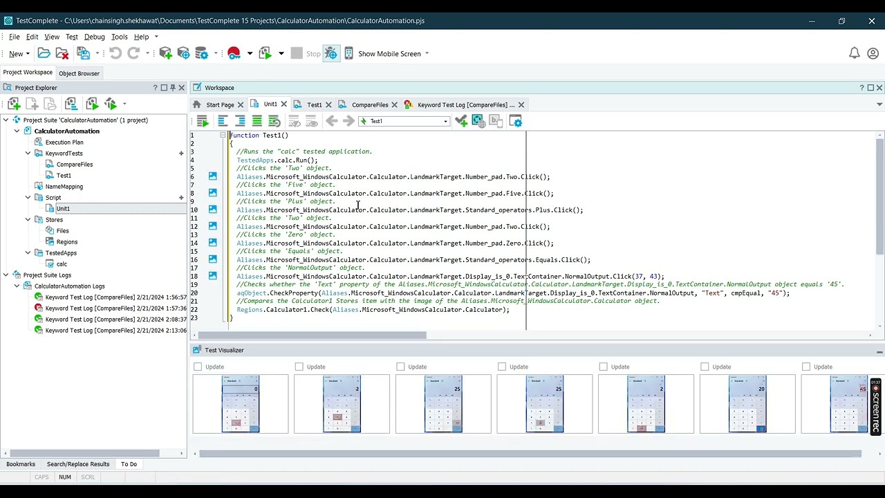 TestComplete Desktop Automation | Video #6: Create or Generate script from recorded steps.
