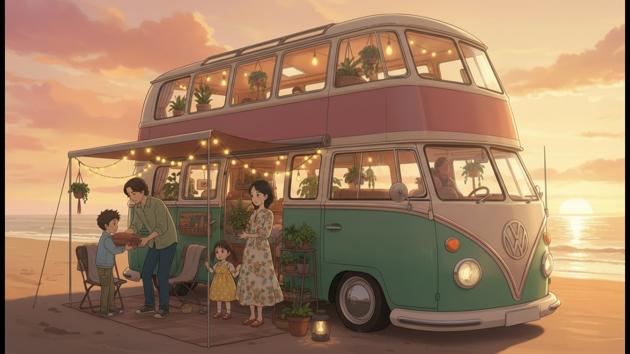 A Rainy Day in Our Campervan: Cozy Cooking Udon & Ebi Tempura | Ghibli-Style Ambience