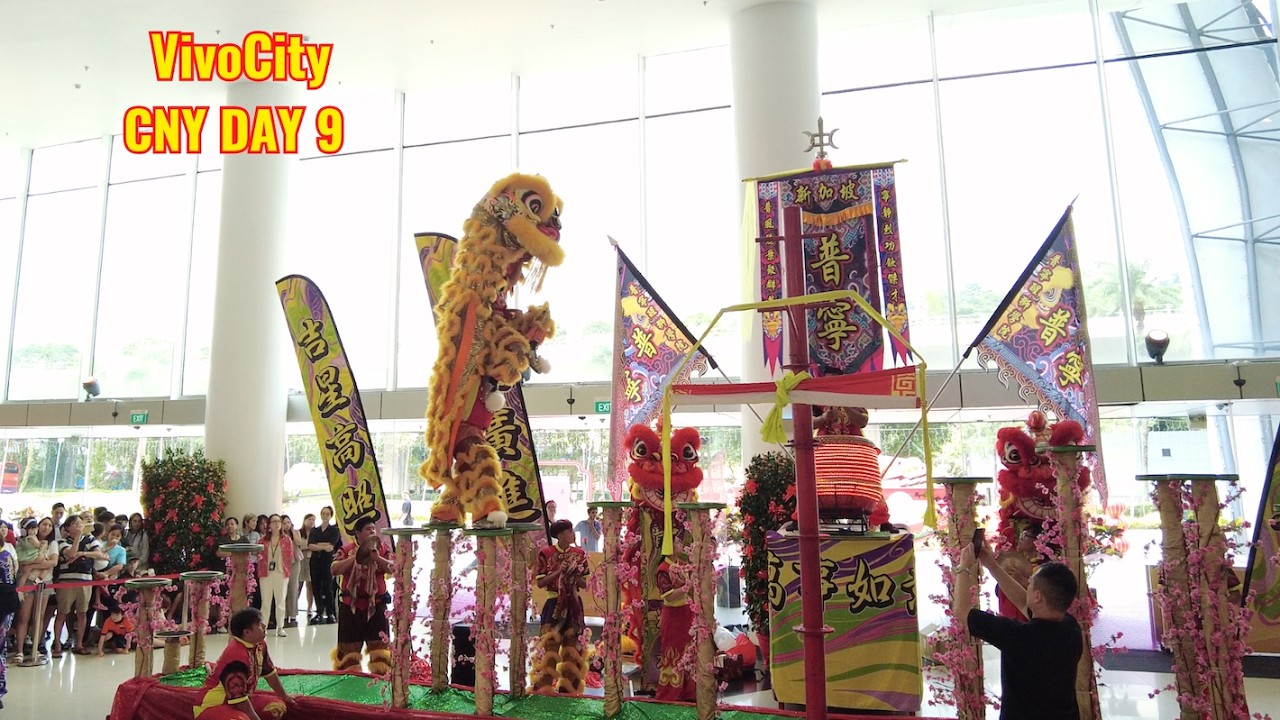 [4K] VivoCity, Pho Leng High Pole Lion Dance on 25 Feb 2026