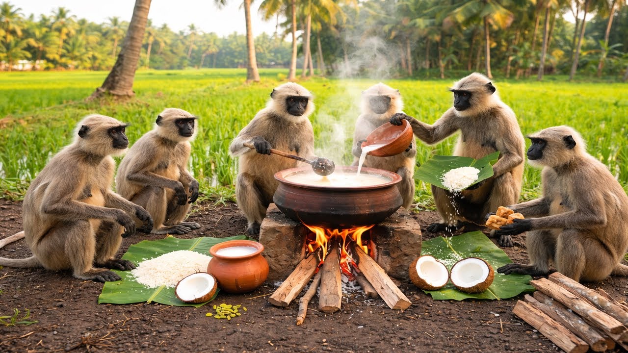 Fantasy Monkeys Cooking a Picnic | AI Cinematic Video😮🔥 | Jungle Cooking
