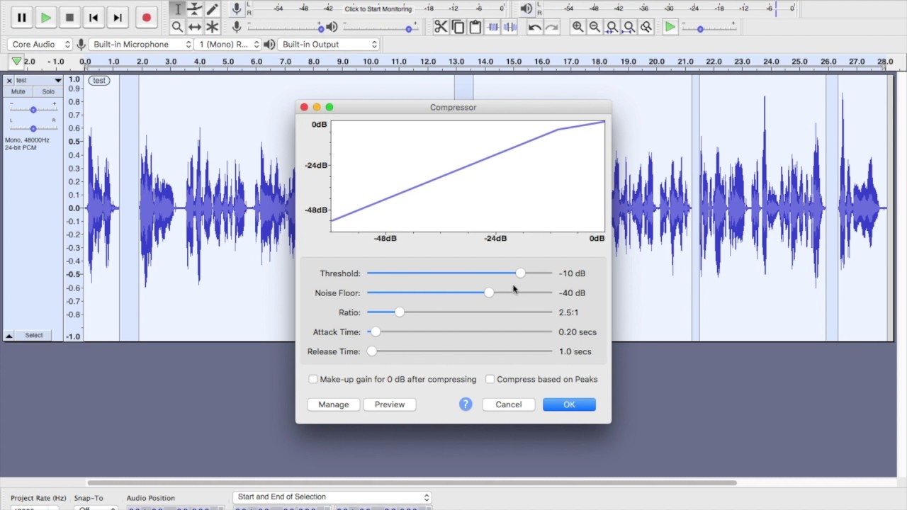 Adding effects to your voiceover audition in Audacity
