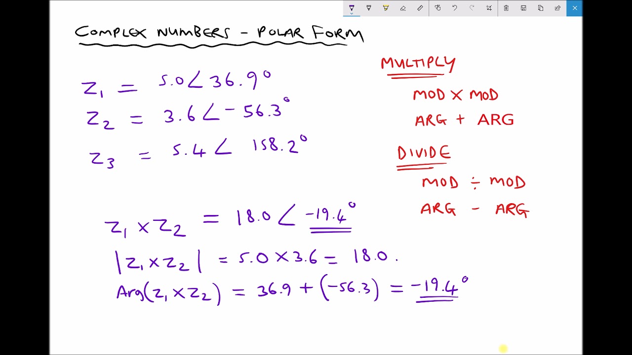 Multiplication and Division of Complex Numbers in Polar Form
