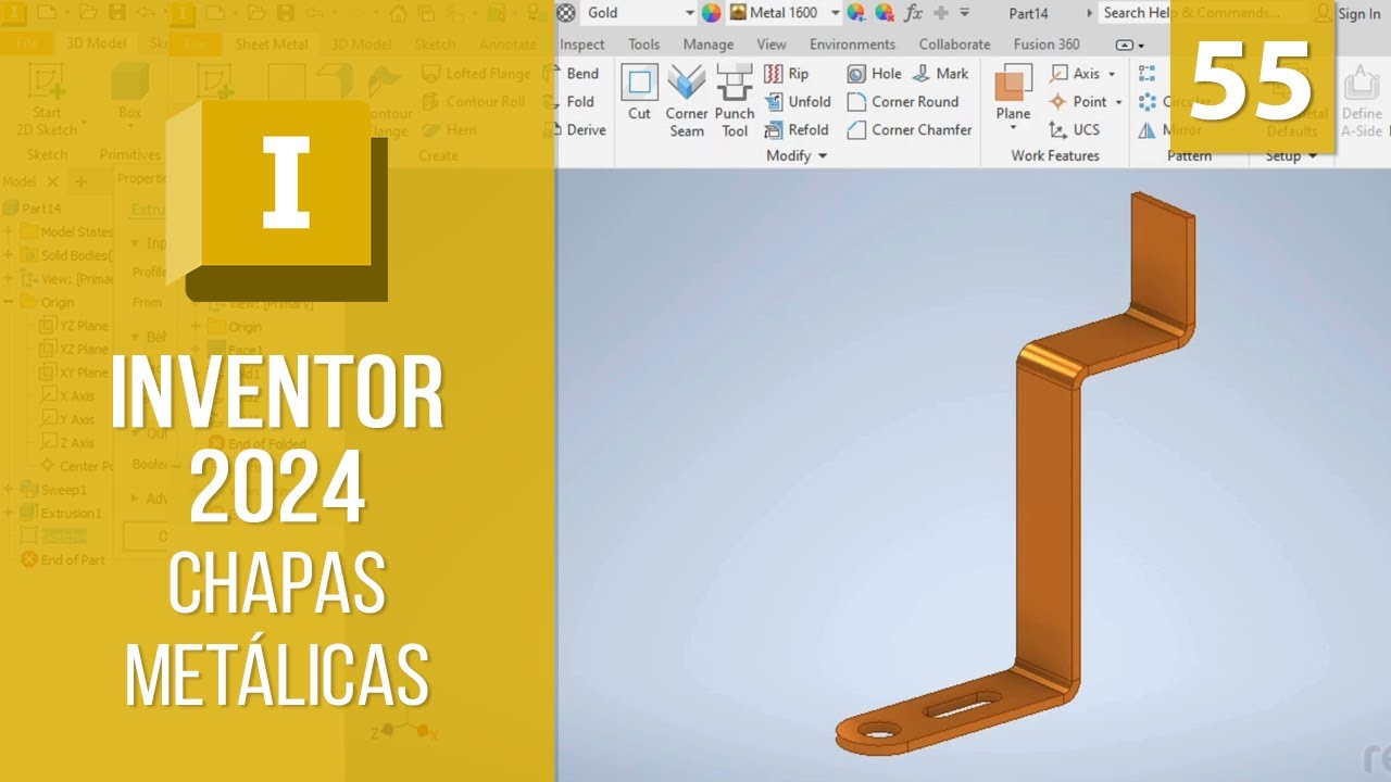 Modelando uma Chapa Dobrada | Inventor 2024 Chapas Metálicas