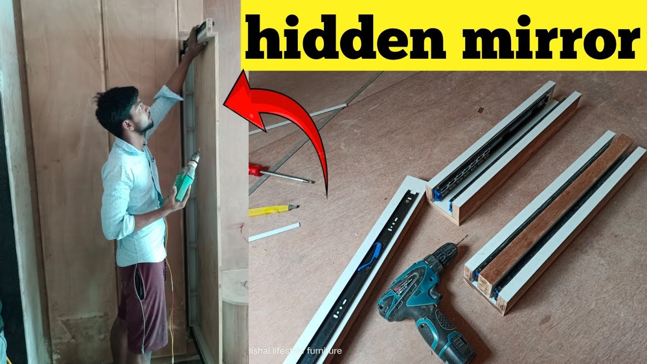How to make hidden  mirror sliding door //hidden storage