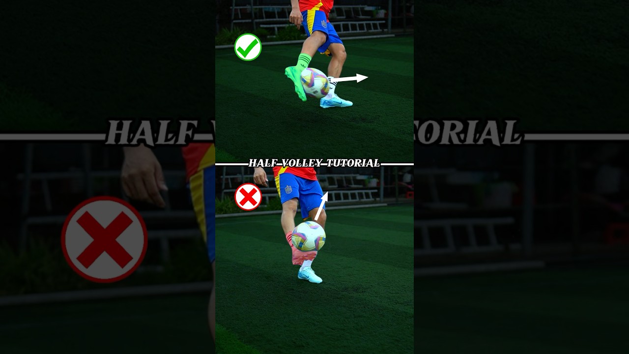 HALF VOLLEY TUTORIAL ⚽️.#football #footballskills #soccer #volley #shorts