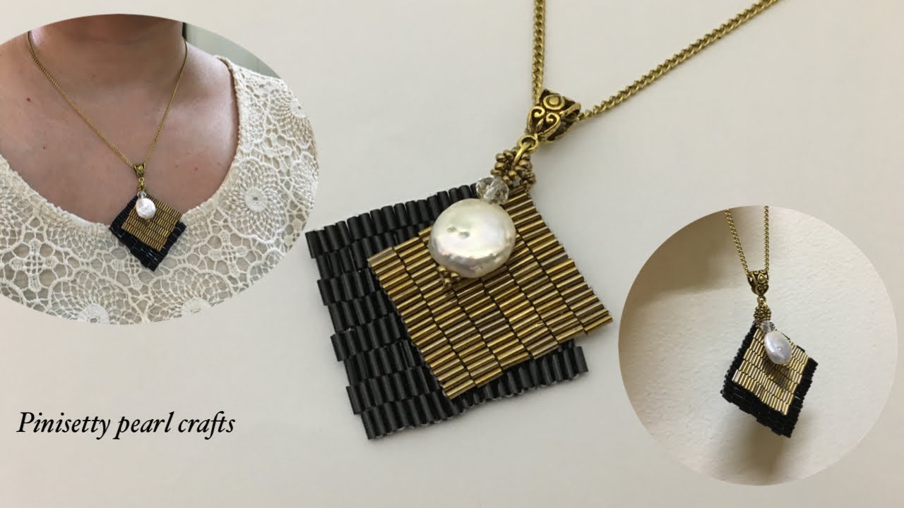How To Make Peyote Pendant/Bugle Beads Mat Pendant Tutorial/Lamina Pendant/Beaded Weaving Pendant.