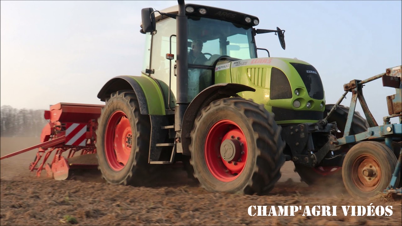 Semis d'orge 2021🌿🚜| Claas Ares 657 ATZ & Semoir Kuhn & Tasse avant Religieux-frères !🌿🚜