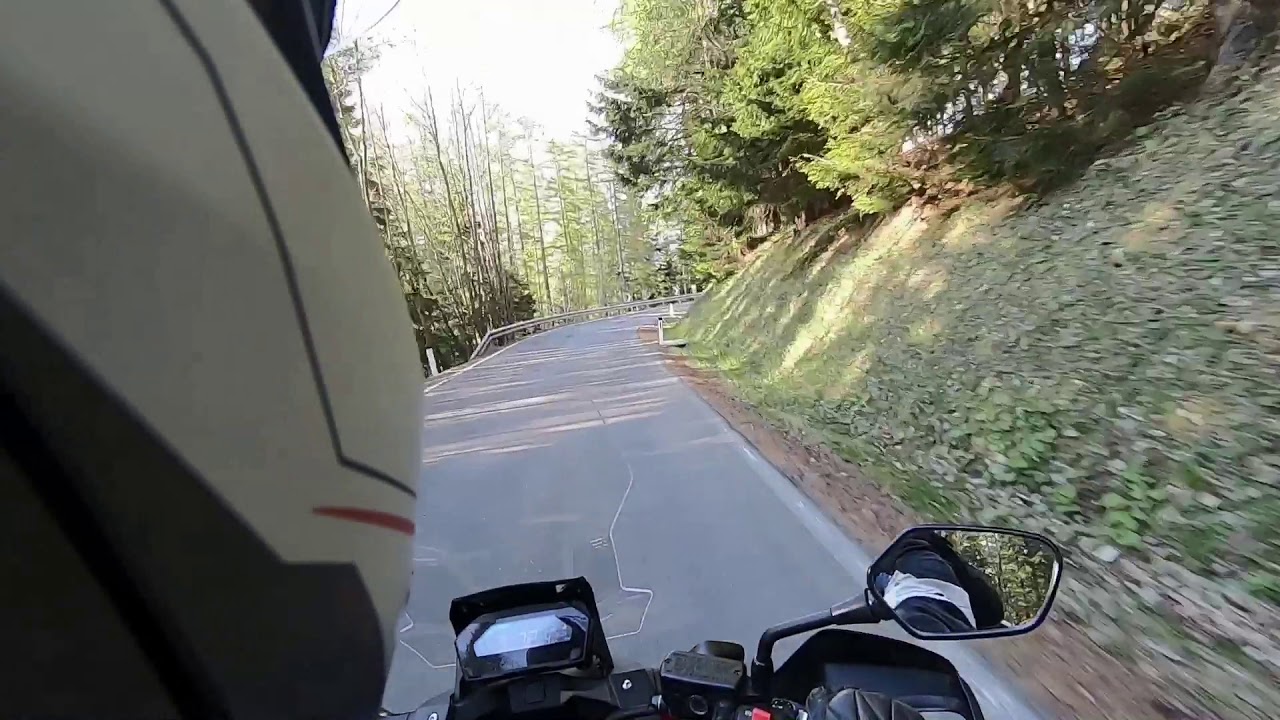 Riding downhill curves on a motorcycle from Teichalm to Breitenau ( Styria,Austria )
