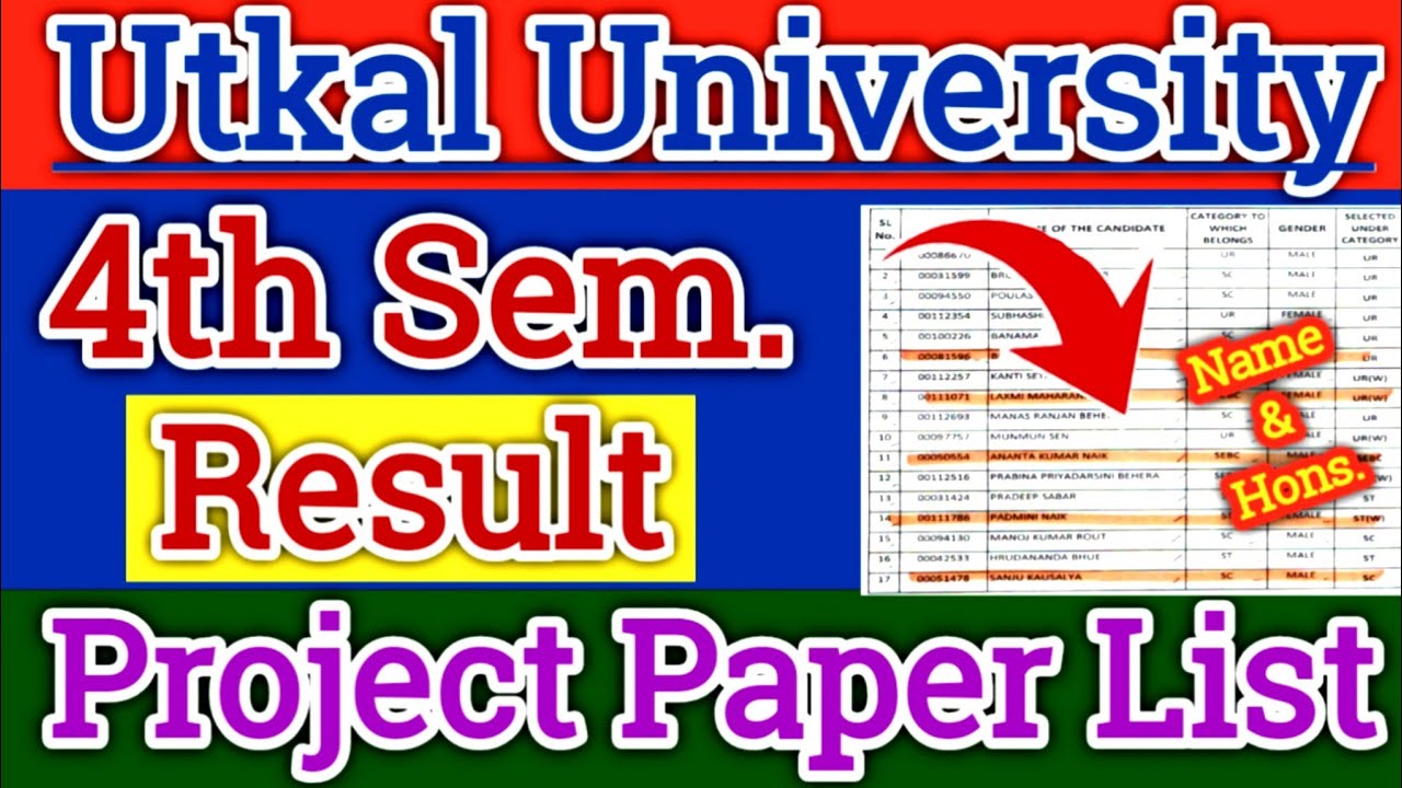Utkal University 4th Sem. Result କେବେ ଆସିବ// Project Paper List କେଉଁଠୁ ଆଣିବେ ଦେଖନ୍ତୁ ସବୁ ଛାତ୍ରଛାତ୍ରୀ