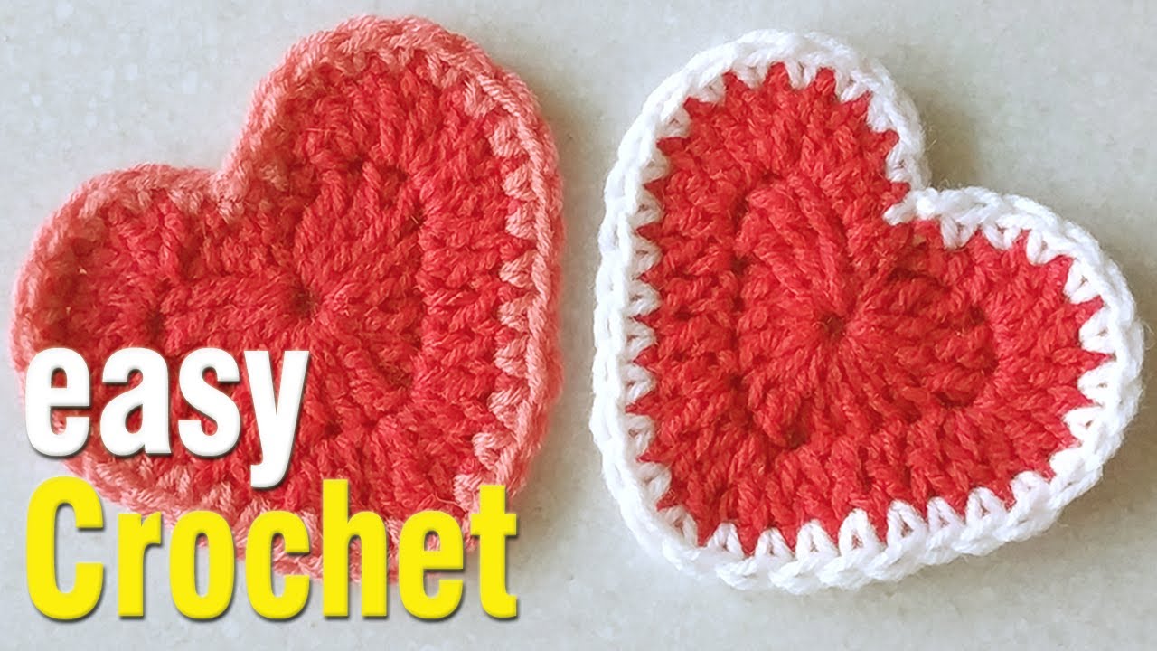 Easy Crochet: How to Crochet a Heart Motif for beginners. А Heart Motif Applique pattern & tutorial.