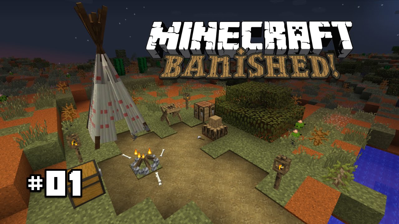 Banished-Harsh Survival | Surviving The First Night | #1 (Minecraft 1.10.2)