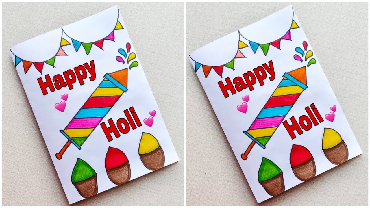 Happy Holi greeting card ideas 2025 / Holi card making ideas easy handmade / DIY holi card