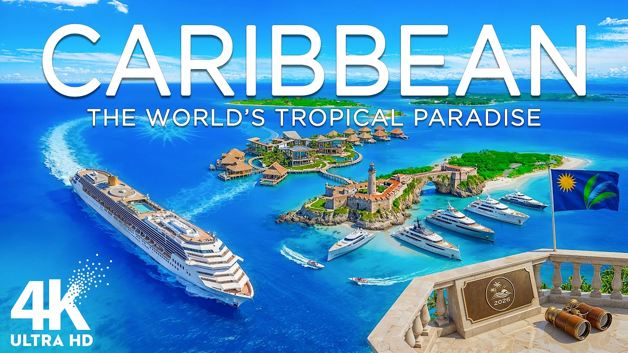 Caribbean 4K Drone Footage🌴| Turquoise Seas, White Sand Islands & Tropical Paradise UHD