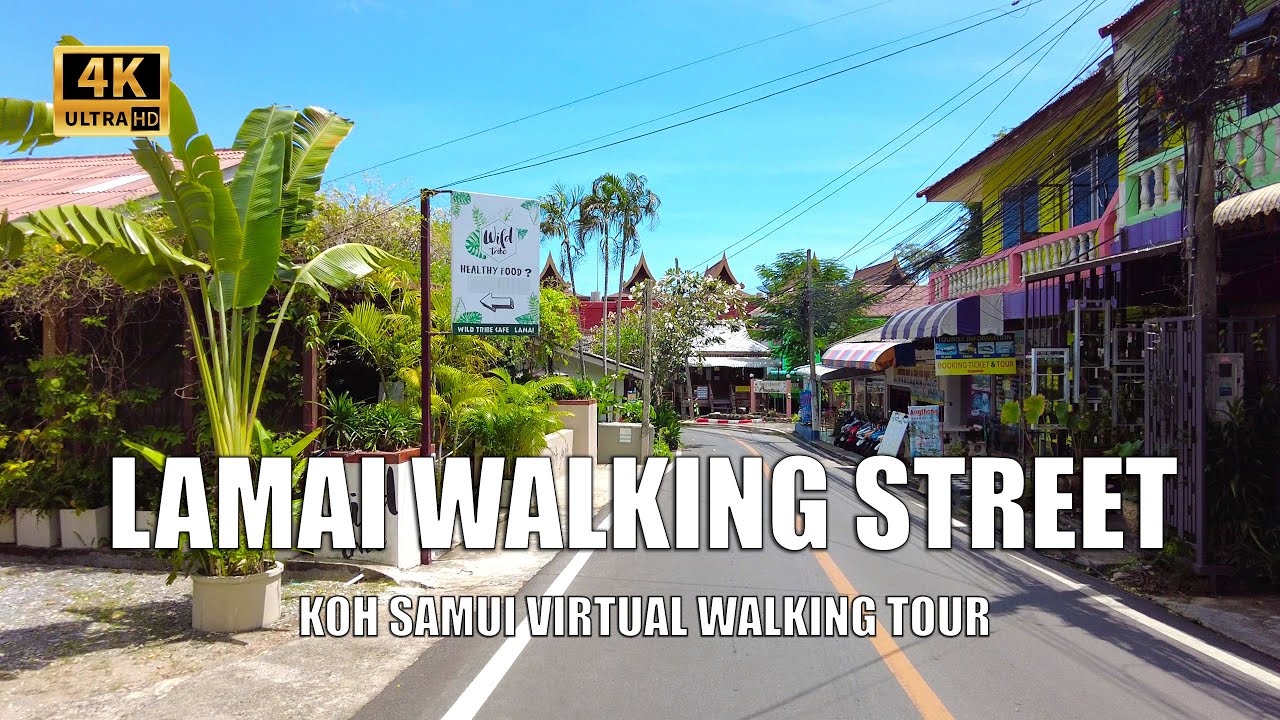 Koh Samui Lamai walking street | 4K Walking tour - Streets of Thailand 2021