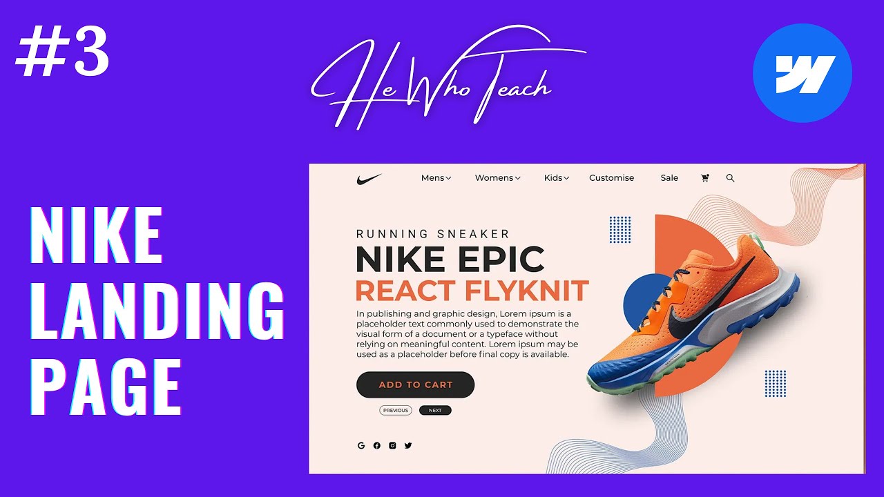 Tutorial 3: How to Create a Landing page in Webflow | Nike Website Design | He Who Teach