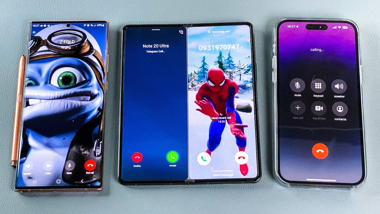 iPhone PM 14 + NOTE 20U Call to Z Fold 3 Telegram + Incoming Call at the Same Time + Conference Call