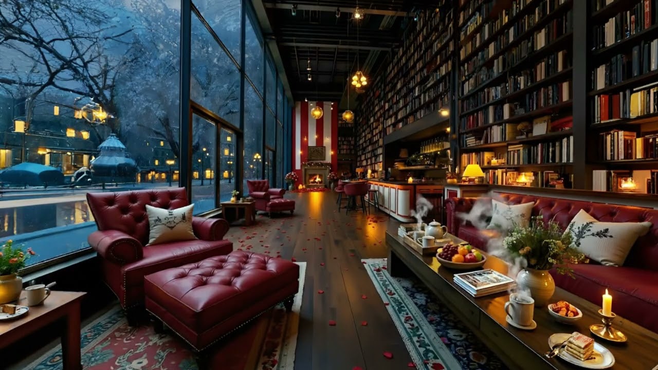Romantic Winter Café Ambience ❄️ Smooth Jazz Music for Valentine’s Day 💝 Cozy February Ambience