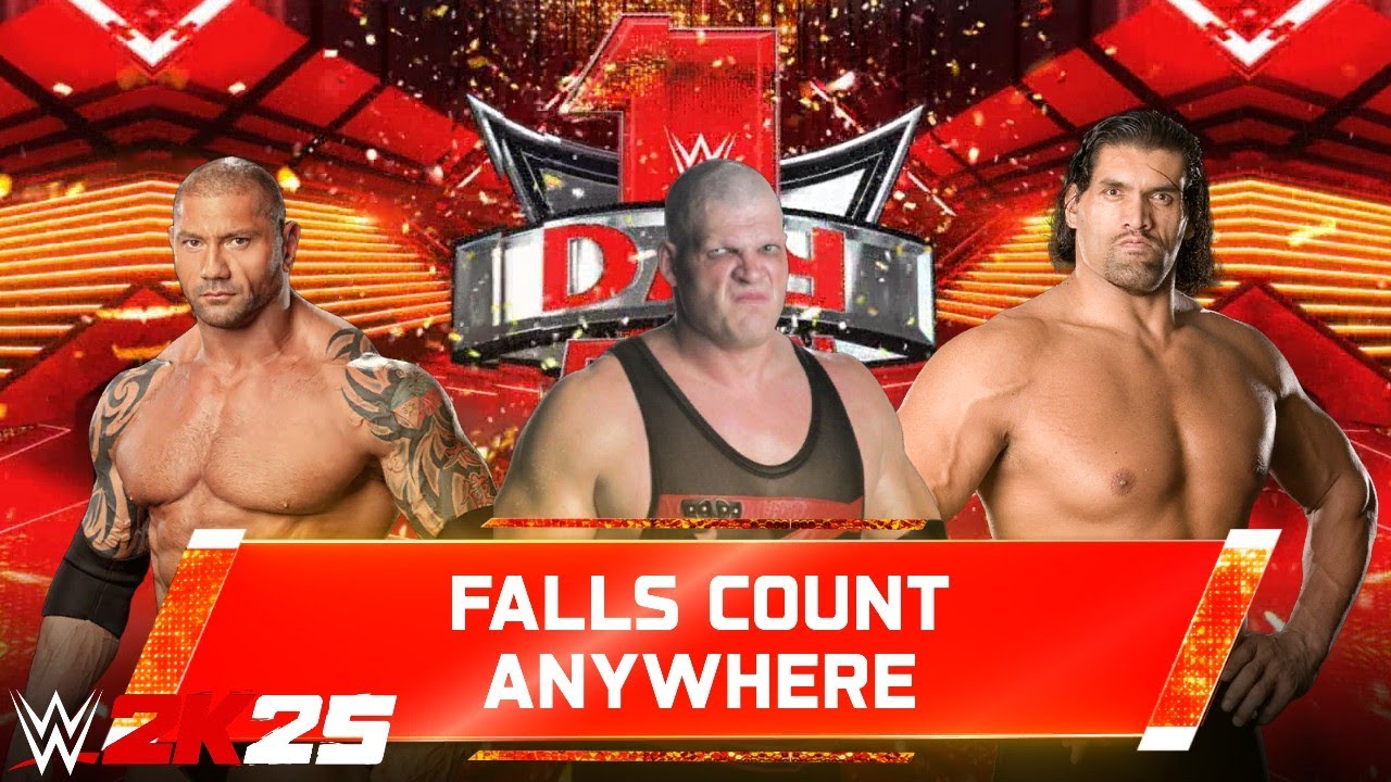 Full Match - Batista vs Kane vs The Great Khali: Falls Count Anywhere Match at Day 1 | WWE 2k25 
