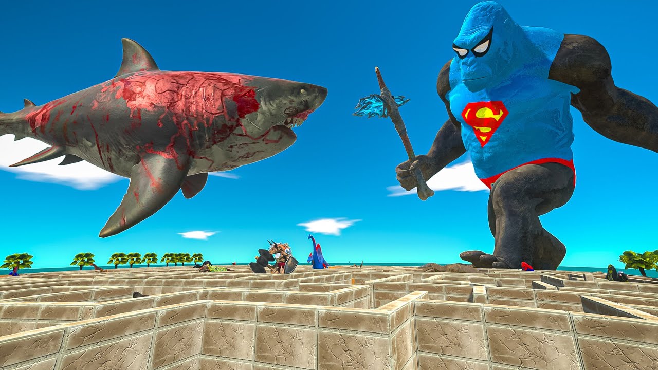FPS AVATAR SAVE SUPERMAN KING KONG FROM MEGALADON MAZE - Animal Revolt Battle Simulator DINO