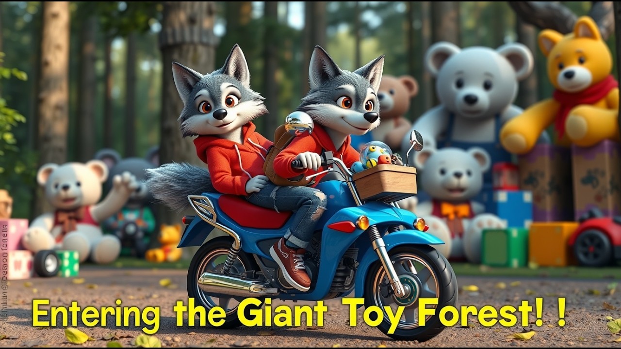 Wolf Rides Motorcycle to Toy World 🐺🏍️🧸 | Fun Toy World Adventure Learning Nursery Rhyme for Kids