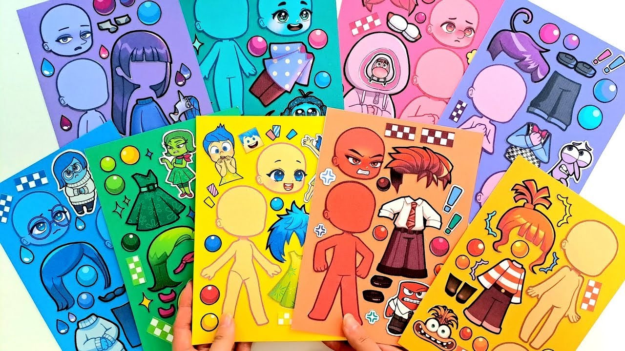 [Sticker ASMR] 💛💙인사이드 아웃 가챠 버전 스티커 놀이❤️💚