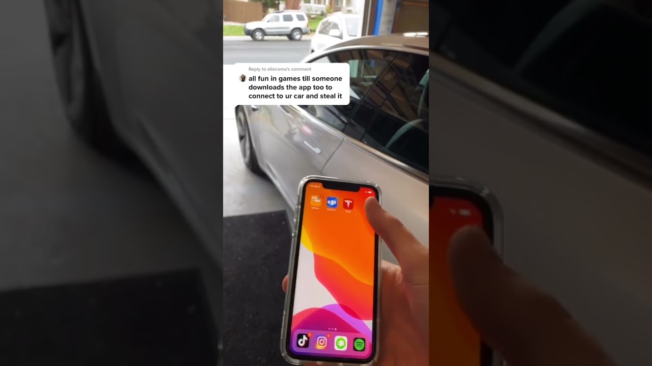 Can *ANYONE* Get The Tesla App & STEAL my Tesla?! 🤨🤯 #shorts #tesla #model3 #teslaflex