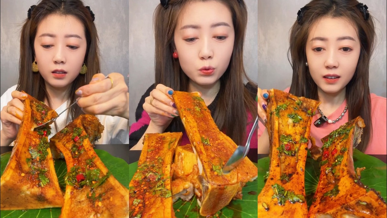 asmr mukbang spicy bone marrow - 牛骨髓 - 牛肉の骨髄 - 쇠고기 골수 - TỦY XƯƠNG BÒ - eatting show #838