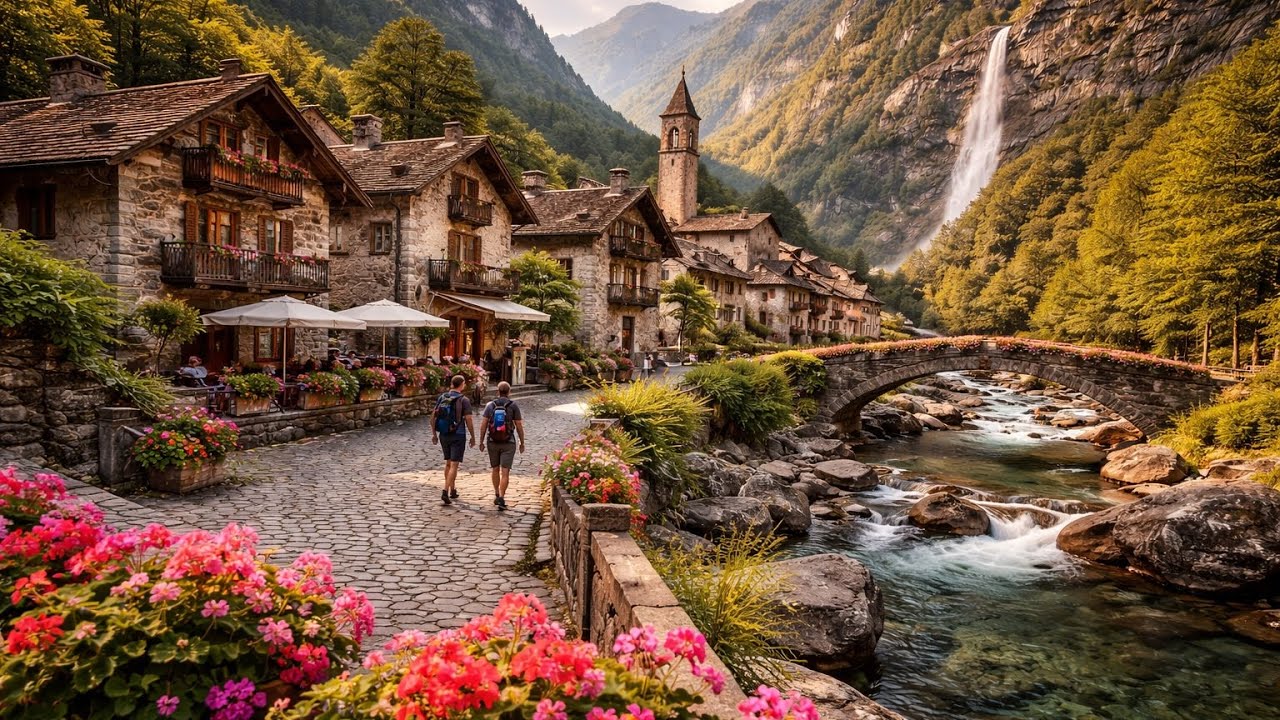 Sonogno Switzerland 🇨🇭 Walking Tour 4K | A beautiful Swiss Village hidden the valley