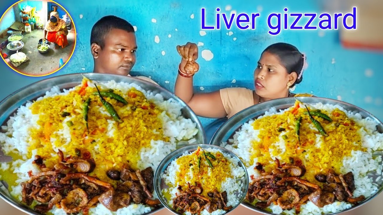 eating show | chicken liver gizzard pachuni cooking eating show | chicken with rice eating show